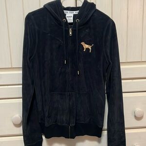 Victoria Secret Pink Black hoodie with gold sequins